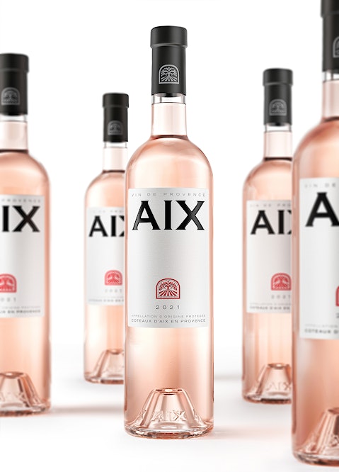 AIX Rosé Wine bottles group 3 D